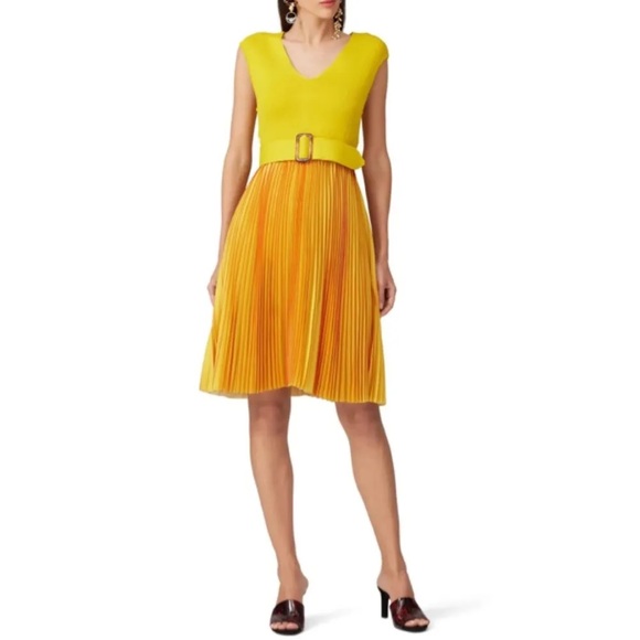 Sachin & Babi Yellow Pleated belted dress - Picture 8 of 9